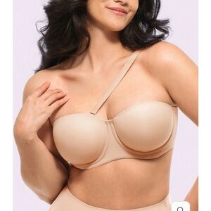 NWT Shapellx Bare Essentials AirSlim Convertible Strapless Push Up SZ 38DD Beige
